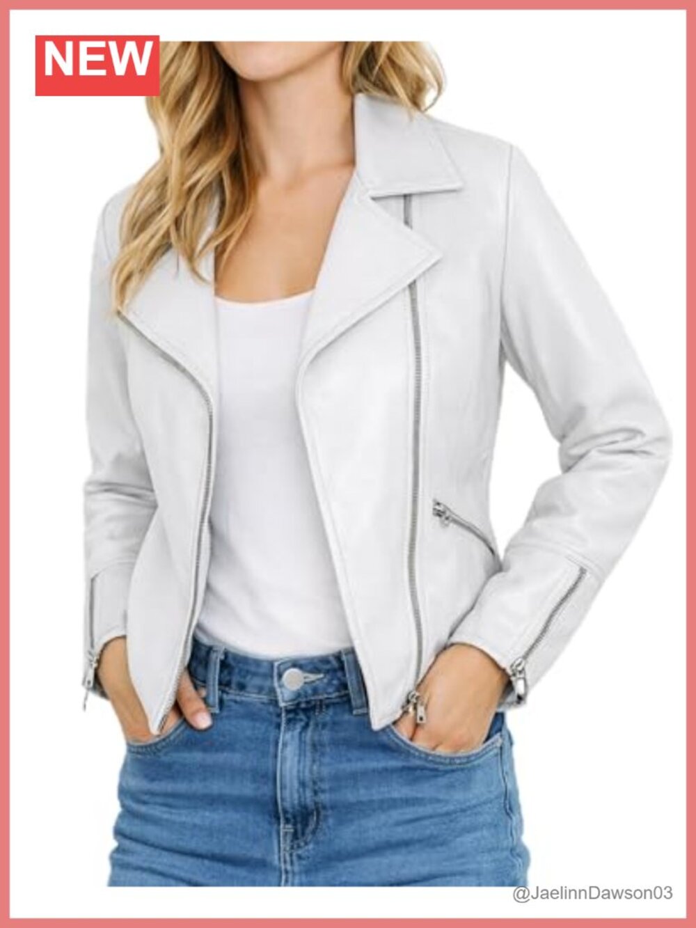Womens Real Lambskin Leather Biker Moto Jacket Asymmetrical Fitted